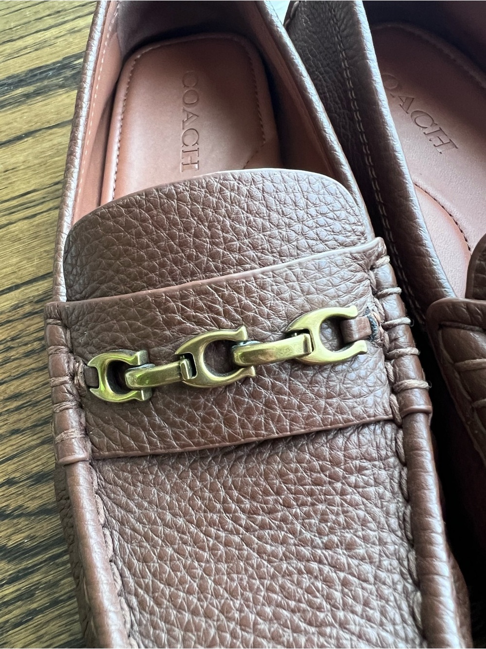 COACH Crosby Driver Brown Pebbled Leather Loafers - Picture 10 of 10